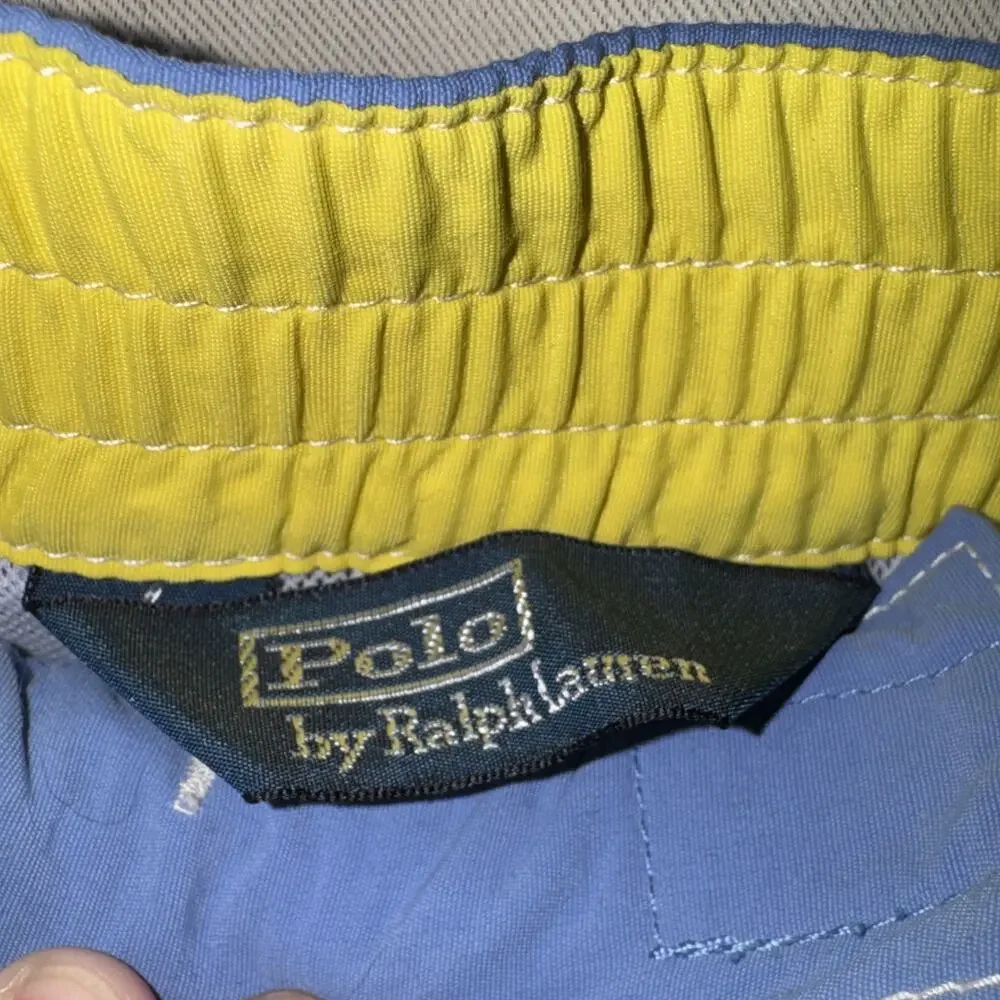 Polo Ralph Lauren Mens Swim Trunks Blue Yellow Pony Board Shorts Medium M